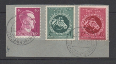Michel Nr. 900 - 901, Galopprennen auf Briefstück (mit Michel Nr. 795).
